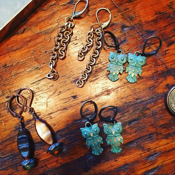 Simple chain link earrings - Picture 2 of 2